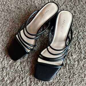Nine West Black Strappy Mules
